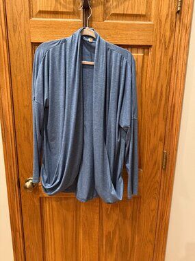 Lucy Draped Open Front Cardigan, Blue, SZ XL